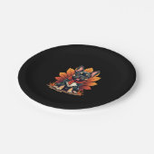 Cute Dog Frenchie Thanksgiving Kids Teen Girl Boy Pappteller (Schrägansicht)