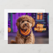 Cute Dog Happy Halloween Haunted House Postkarte (Vorne/Hinten)