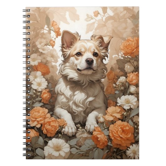 cute dog in flowers notizblock (Vorderseite)