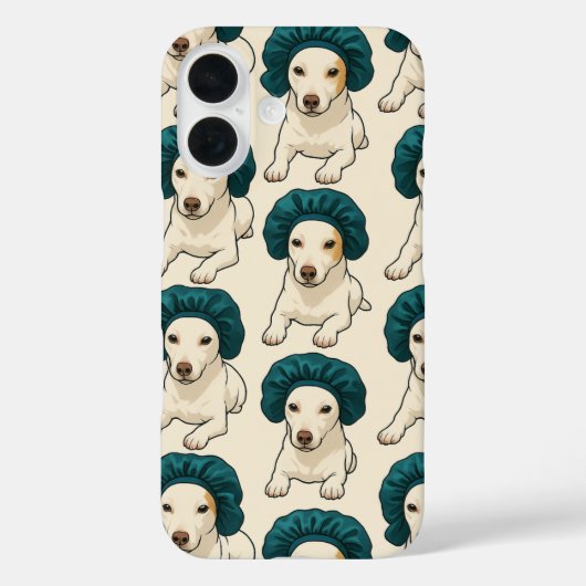 Cute Dog in Satin Bonnet Pattern Phone Case (Rückseite)