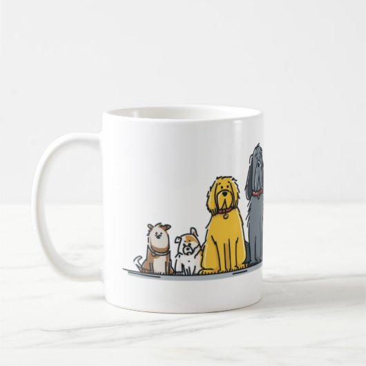 Cute Dog Lineup Illustration - Diverse Puppy Squad Kaffeetasse (Links)