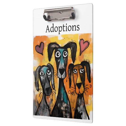 Cute Dog Love Red Hearts Clipboard Klemmbrett (Links)