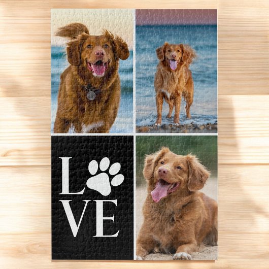 Cute Dog Lover Photo Collage Custom Love Pet Puzzle