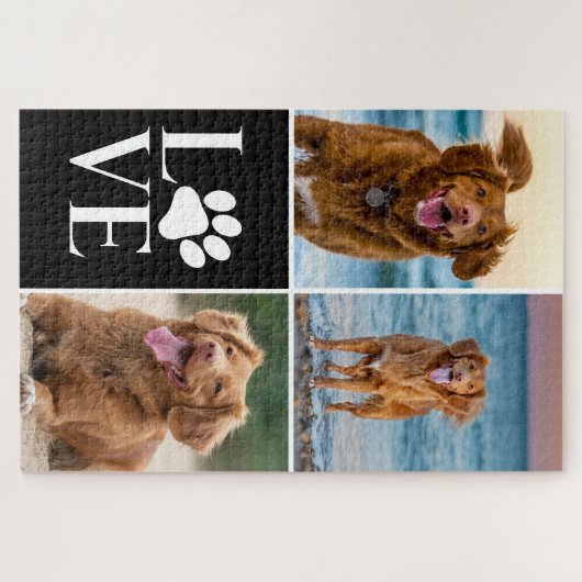 Cute Dog Lover Photo Collage Custom Love Pet Puzzle (Horizontal)