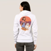 Cute Dog Mom Walking Fluffy Pup on Sunset Beach Hoodie (Schwarz voll)