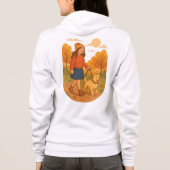 Cute Dog Mom Walking Pup in Cozy Forest  Hoodie (Rückseite)