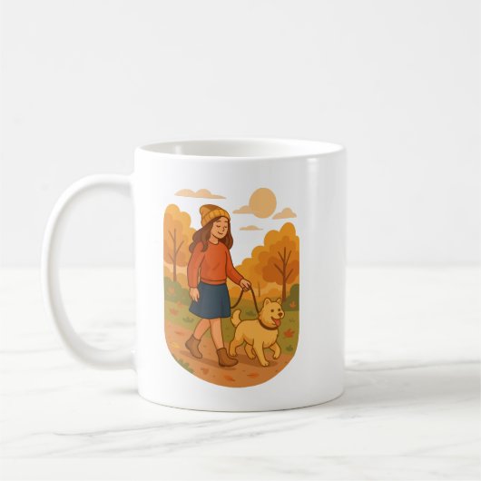 Cute Dog Mom Walking Pup in Cozy Forest  Kaffeetasse (Links)