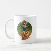 Cute Dog Mom Walking Puppies Forest Trail Illustra Kaffeetasse (Links)