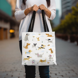 Cute Dog Muster Tote Beutel, Adorable Pet Lover's Tasche