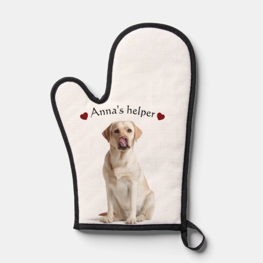 Cute Dog Oven Mitt – Personalized with Text Ofenhandschuh (Vorderseite)