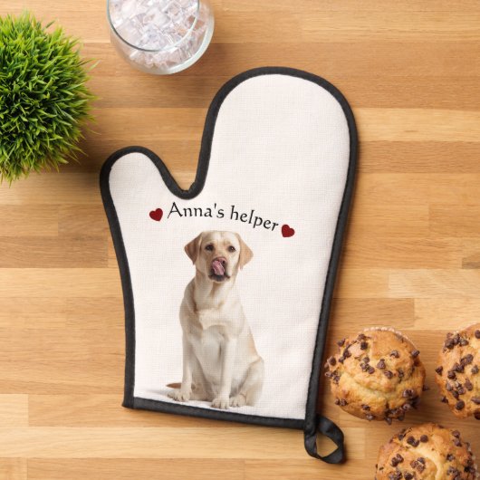 Cute Dog Oven Mitt – Personalized with Text Ofenhandschuh (Oben unten)