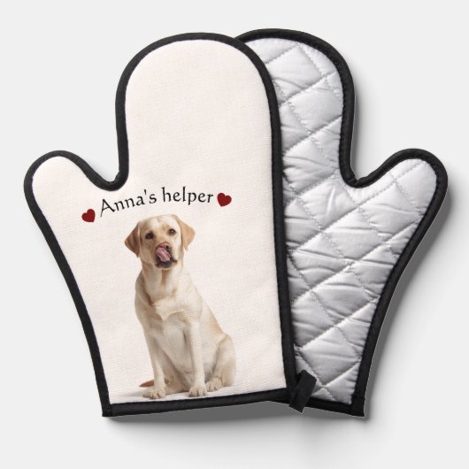 Cute Dog Oven Mitt – Personalized with Text Ofenhandschuh (Vorderseite/Rückseite)
