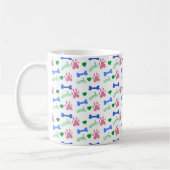 Cute Dog Paw Pattern Hearts, Bones Woof Pink Blue Kaffeetasse (Links)