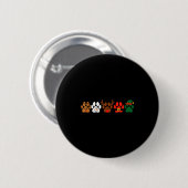 Cute Dog Paw Print Santa Elf Christmas Character H Button (Vorne & Hinten)