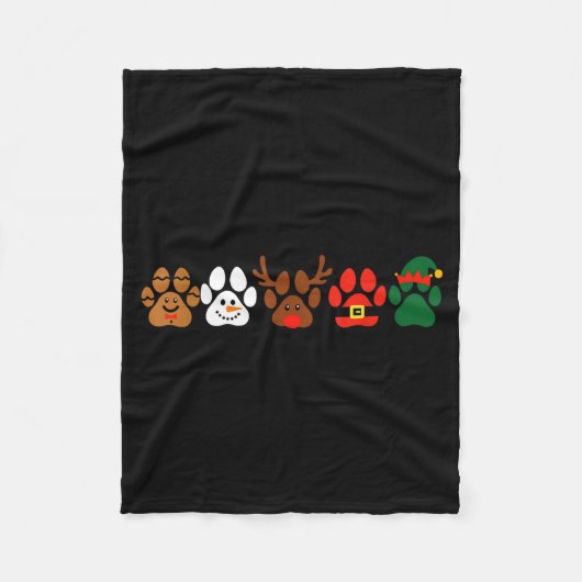 Cute Dog Paw Print Santa Elf Christmas Character H Fleecedecke (Vorderseite)