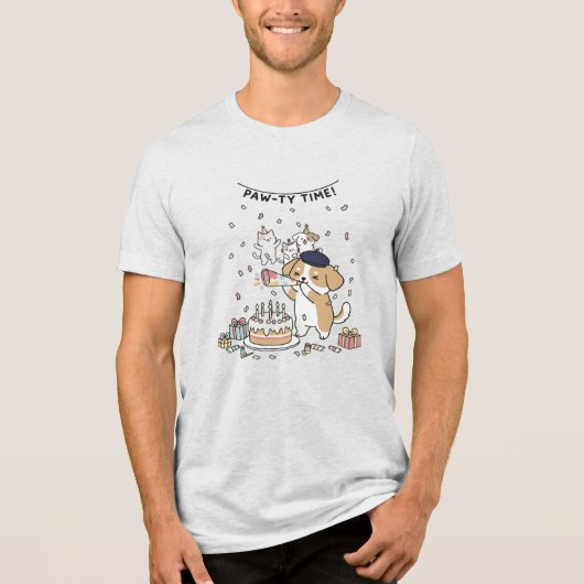 Cute Dog Paw-ty Time Birthday Celebration Graphic Tri-Blend Shirt (Vorderseite)