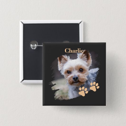 Cute dog pet with customized name button (Vorne & Hinten)