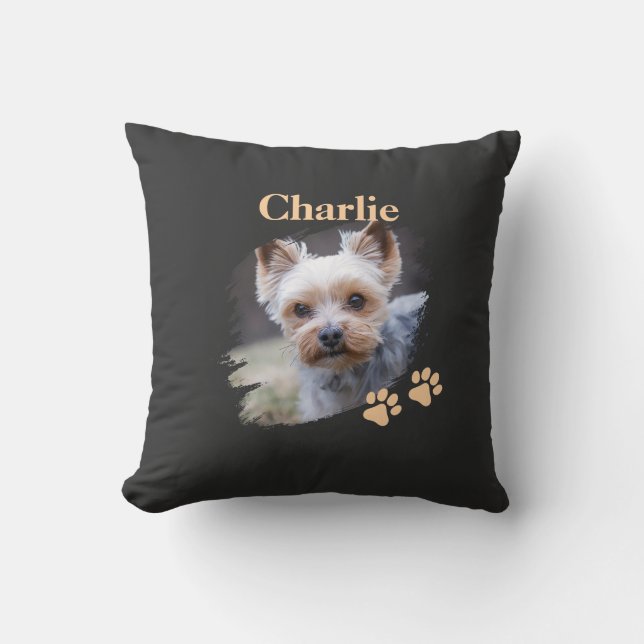 Cute dog pet with customized name kissen (Vorderseite)
