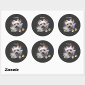 Cute dog pet with customized name runder aufkleber (Blatt)