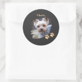 Cute dog pet with customized name runder aufkleber (Tasche)