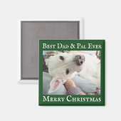 Cute Dog Photo Best Dad Pal Green and White  Magnet (Vorderseite/Rückseite)