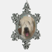Cute dog photo template schneeflocken Zinn-Ornament (Links)