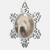 Cute dog photo template schneeflocken Zinn-Ornament (Rechts)