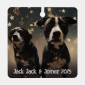 Cute Dog Photos Personalized Christmas Ornament Aus Metall (Rückseite)