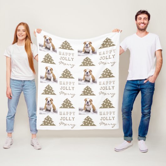 Cute Dog Puppy Pet Typography Christmas Tree Photo Fleecedecke (Beispiel)