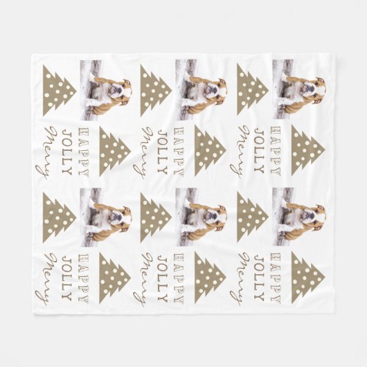 Cute Dog Puppy Pet Typography Christmas Tree Photo Fleecedecke (Vorderseite (Horizontal))