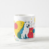 Cute dog sits in colorful art space kaffeetasse (Mittel)