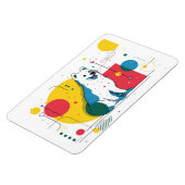 Cute dog sits in colorful art space magnet (Linke Seite)