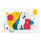Cute dog sits in colorful art space magnet (Horizontal)