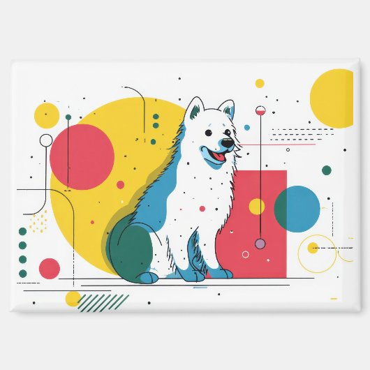 Cute dog sits in colorful art space magnet (Vorderseite)