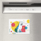 Cute dog sits in colorful art space magnet (In Situ (Geschirrspüler))