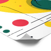 Cute dog sits in colorful art space poster (Ecke)