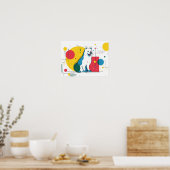 Cute dog sits in colorful art space poster (Küche)