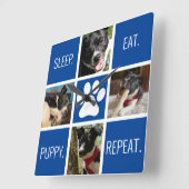 Cute Dog Sleep Eat Wiederholung der modernen Anima Quadratische Wanduhr (Winkel)