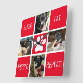 Cute Dog Sleep Eat Wiederholung der modernen Anima Quadratische Wanduhr (Winkel)