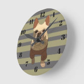 Cute dog, Striped Runde Wanduhr (Winkel)
