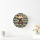 Cute dog, Striped Runde Wanduhr (Zuhause)