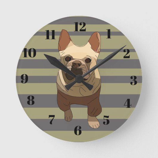 Cute dog, Striped Runde Wanduhr (Vorderseite)