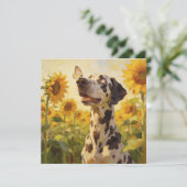 Cute Dog Sunflower Birthday Any Occasion Card (Stehend Vorderseite)