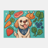 Cute Dog Surrounded by Fresh Whole Foods Fußmatte (Vorderseite)