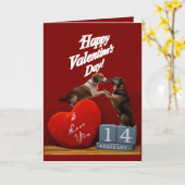 Cute Dog Valentine’s Day Folded Greeting Card Karte (Gelbe Blume)