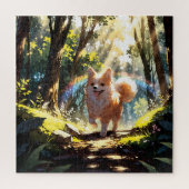 Cute dog walking in the forest puzzle (Vertikal)