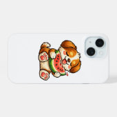 Cute Dog Watermelon iPhone 15 Hülle (Rückseite (Horizontal))