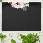 Cute Dog wearing Santa hat and Christmas tree Clas Geschirrtuch (Gefaltet)