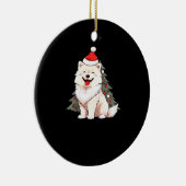 Cute Dog wearing Santa hat and Christmas tree Clas Keramik Ornament (Rechts)
