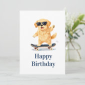 Cute Dog Wearing Sunglasses Riding Skateboard Karte (Stehend Vorderseite)